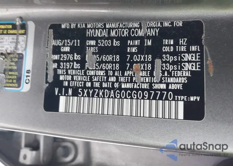 2012 Hyundai Santa Fe Limited V6 from USA, damaged, VIN 5XYZKDAG0CG097770